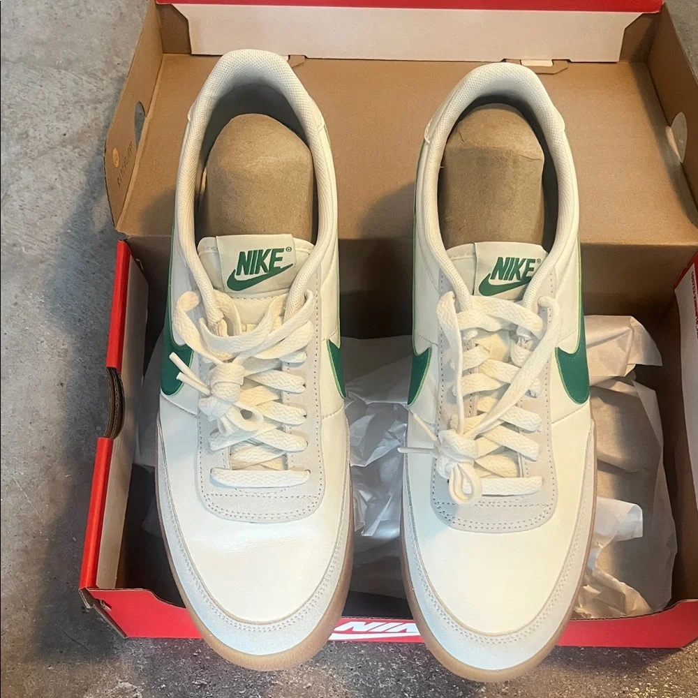 Nike Killshot 2 White Leather Sneakers with Lucid Green Swoosh and Gum Sole 10.5 - Picture 3 of 6